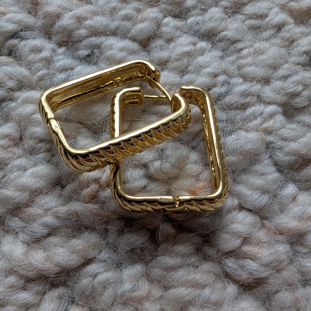Gold-Plated Rectangular Hoop Earrings